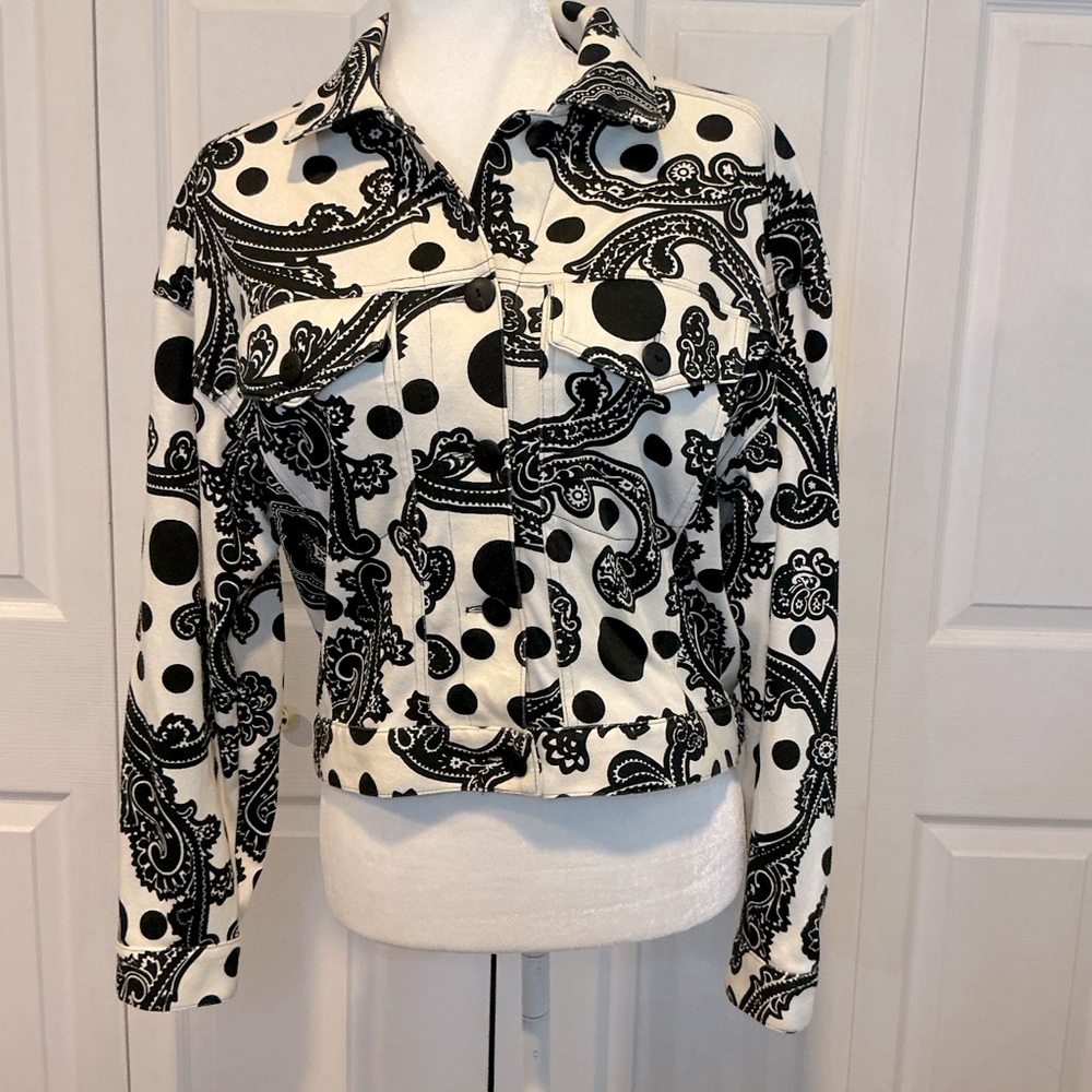 🌹 Outlander Black and White Cotton Jacket - Medium - Picture 3 of 5